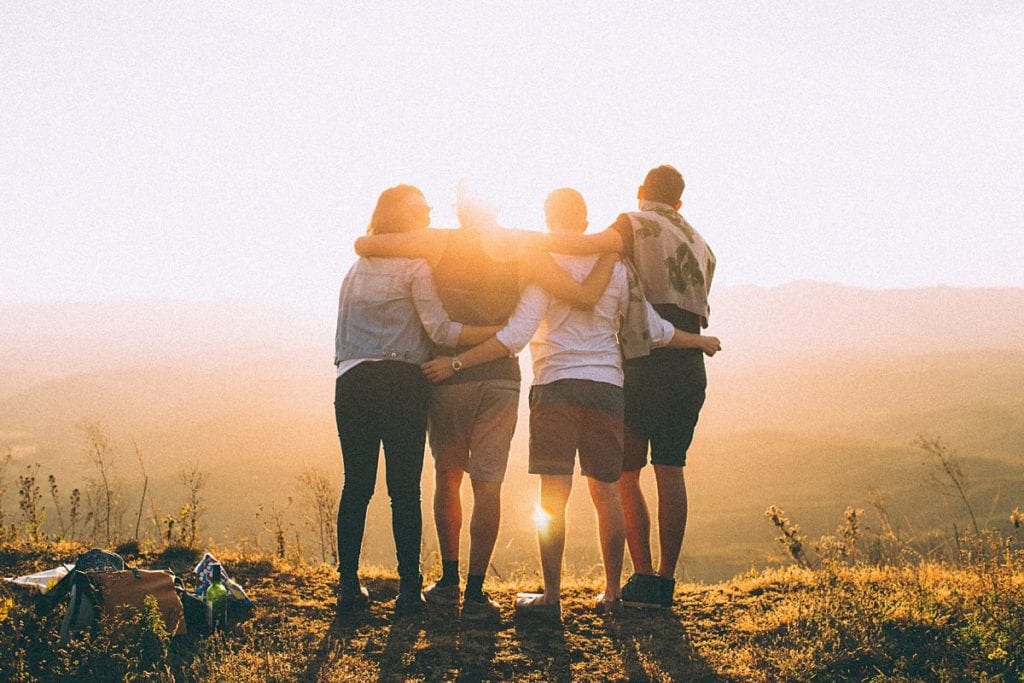 family in sunset